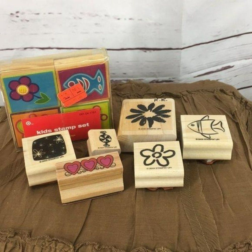 Stampin Up Stamps craft supplies lot flowers fish